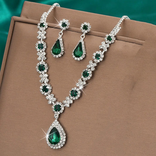 Women's Crystal Necklace and Earring Set
