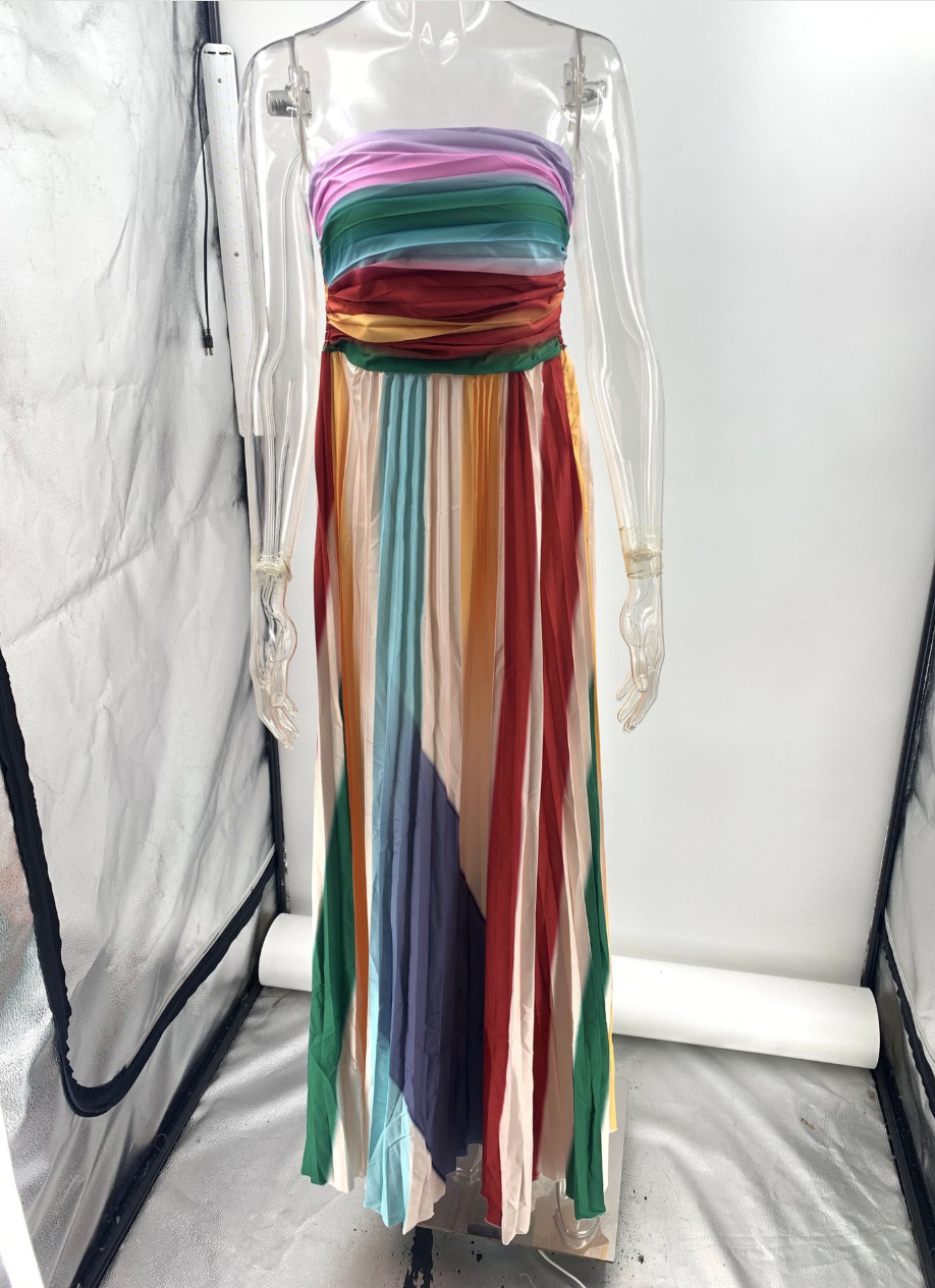 Sexy Bandeau Print Colorful Dress