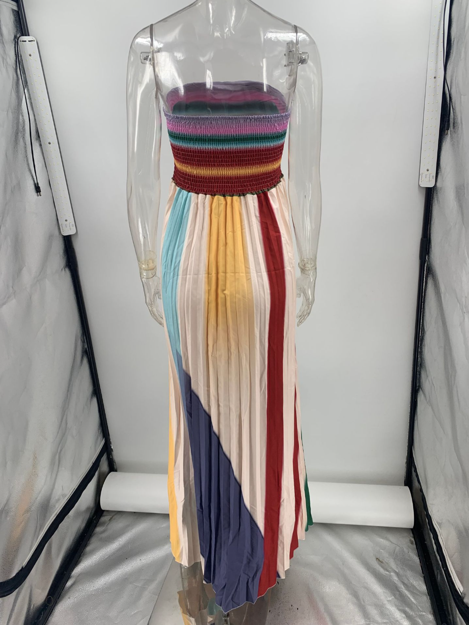 Sexy Bandeau Print Colorful Dress