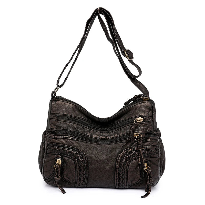 Woven large-capacity one-shoulder messenger bag for middle-aged and elderly women
