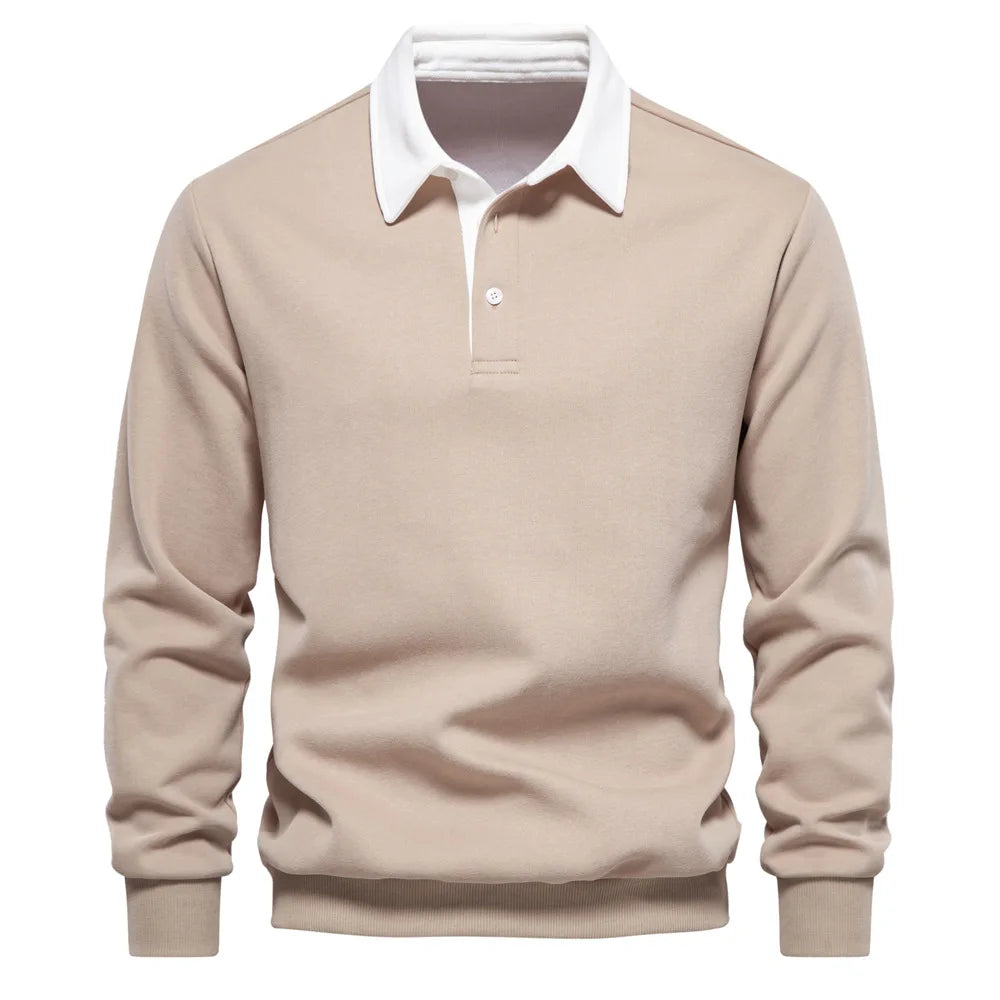 Fall Long Sleeve Polo Neck Sweatshirt