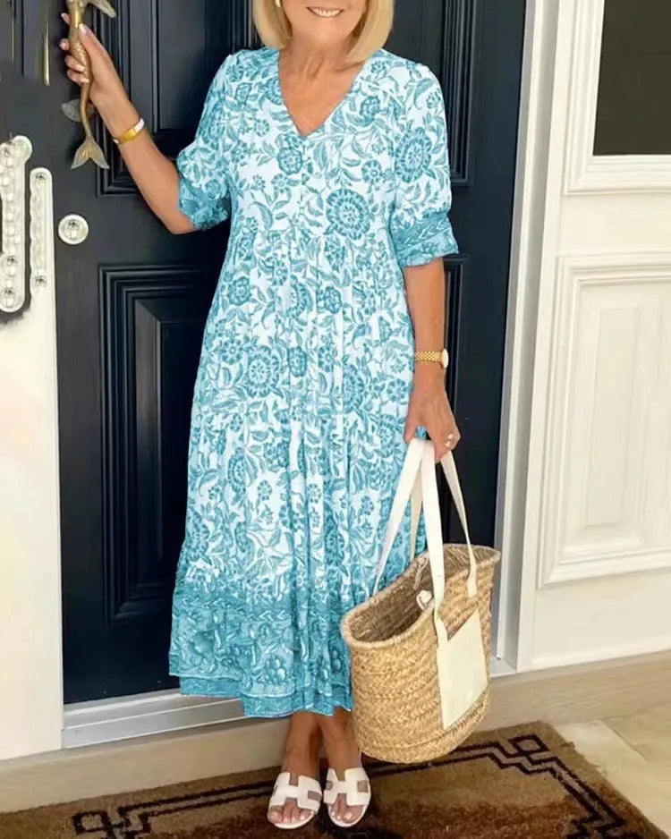Plus Size Super Fairy V-Neck Floral Dress