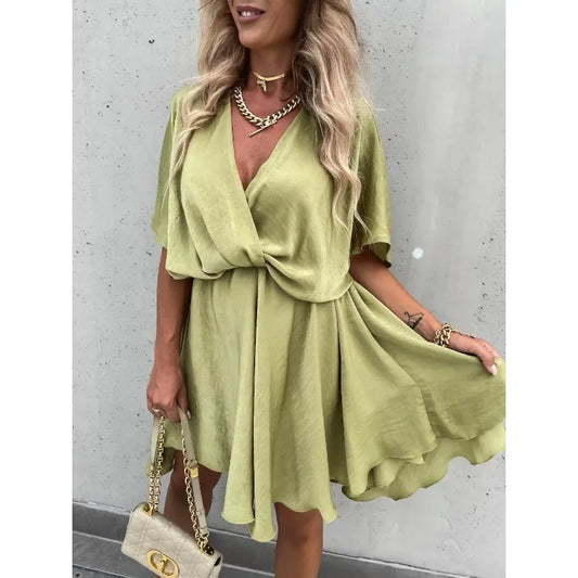 New Satin Loose Dress Casual Resort Dress