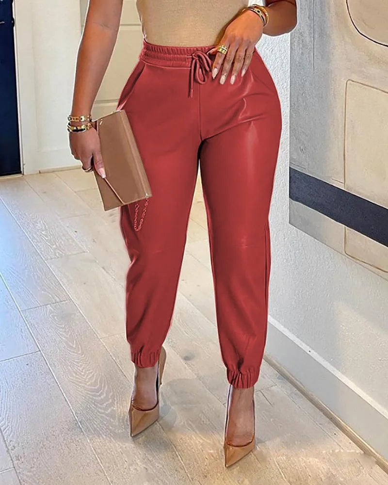 Fashion Corset Leather Pants Women