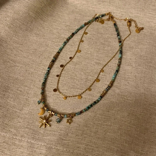 Vintage Beaded Stacked Necklace