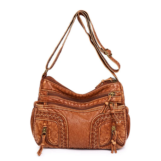 Woven large-capacity one-shoulder messenger bag for middle-aged and elderly women