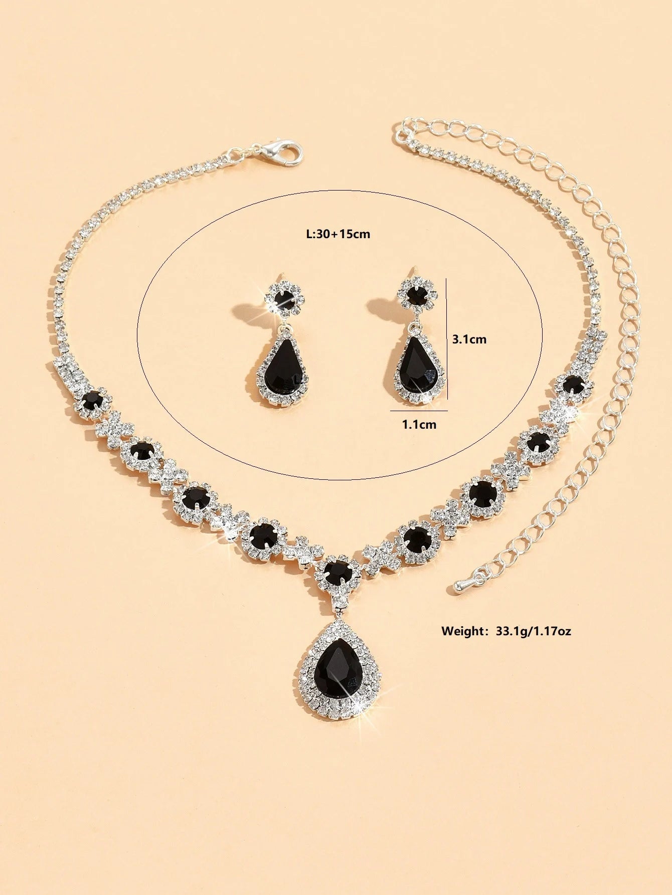 Women's Crystal Necklace and Earring Set