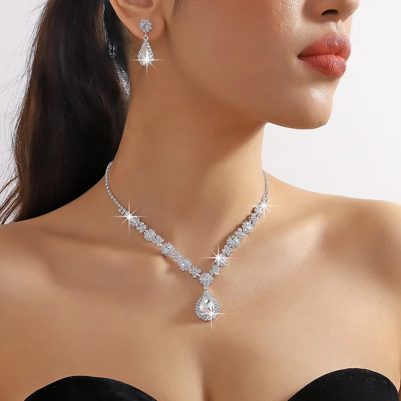 Women's Crystal Necklace and Earring Set