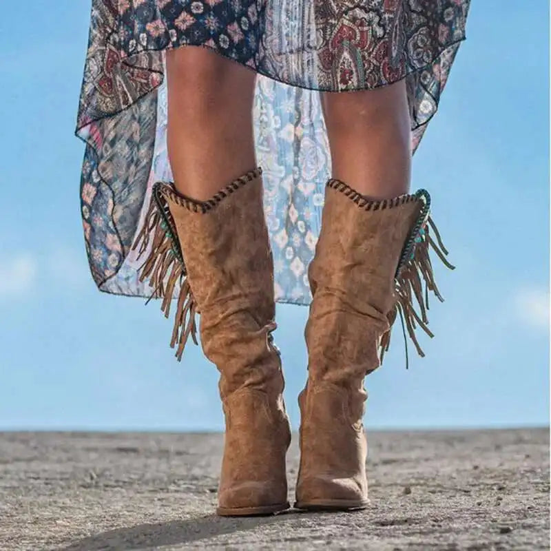 Fringed Women's Long Boots