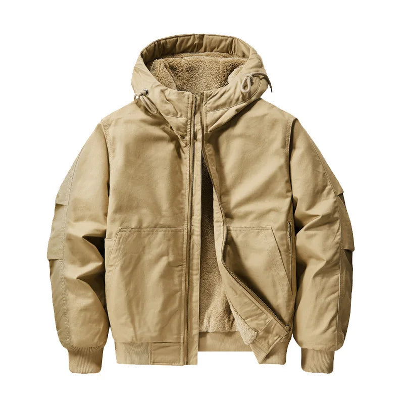 Jacket Men's cotton-padded clothes are thickened with velvet