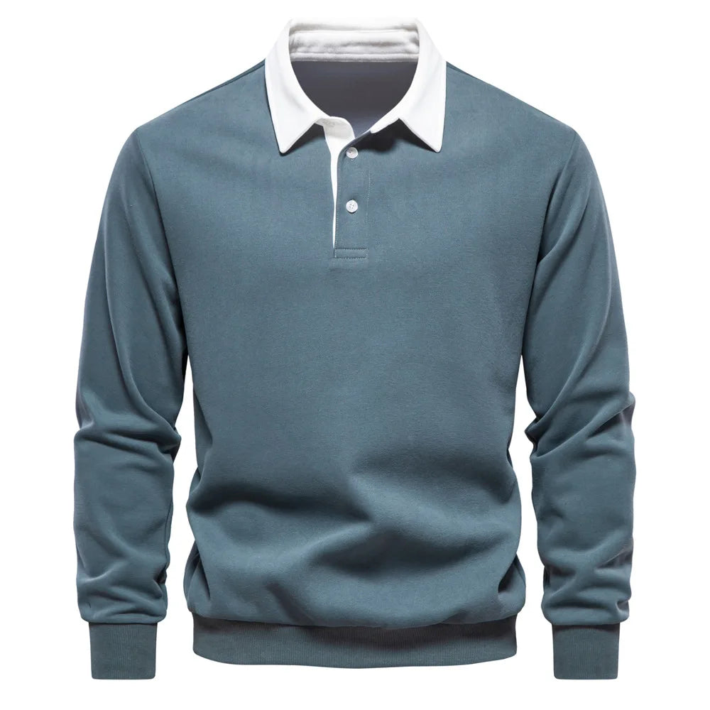 Fall Long Sleeve Polo Neck Sweatshirt