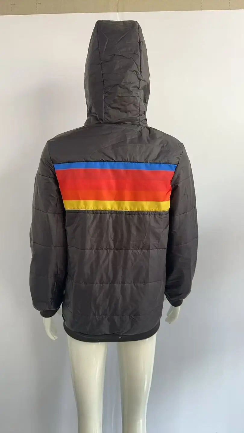 Color-blocking hooded cotton-padded women's wear in autumn and winter