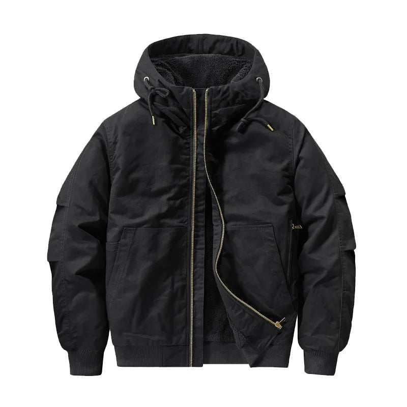 Jacket Men's cotton-padded clothes are thickened with velvet