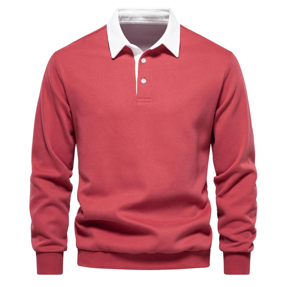 Fall Long Sleeve Polo Neck Sweatshirt